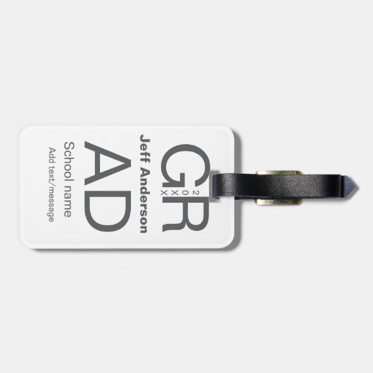 Afstudeerder Typografie Modern afstuderen Simple M Bagagelabel (Achterkant horizontaal)