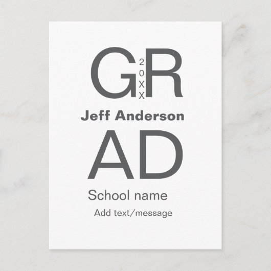 Afstudeerder Typografie Modern afstuderen Simple M Briefkaart (Voorkant)