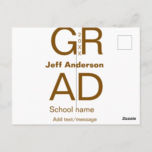 Afstudeerder Typografie Modern afstuderen Simple M Briefkaart (Achterkant)