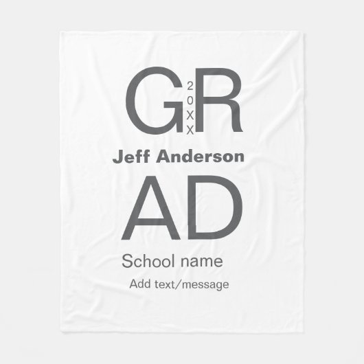 Afstudeerder Typografie Modern afstuderen Simple M Fleece Deken (Voorkant)