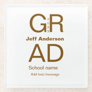 Afstudeerder Typografie Modern afstuderen Simple M Glazen Onderzetter