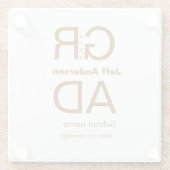 Afstudeerder Typografie Modern afstuderen Simple M Glazen Onderzetter (Achterkant)