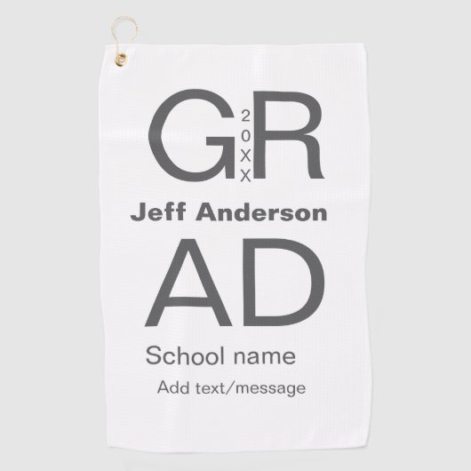 Afstudeerder Typografie Modern afstuderen Simple M Golfhanddoek (Voorkant)
