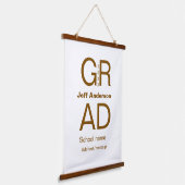 Afstudeerder Typografie Modern afstuderen Simple M Hangend Wandkleed (Gebogen)