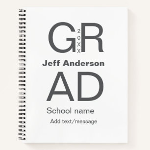 Afstudeerder Typografie Modern afstuderen Simple M Notitieboek