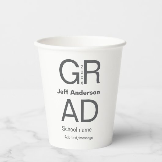 Afstudeerder Typografie Modern afstuderen Simple M Papieren Bekers (Voorkant)