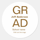 Afstudeerder Typografie Modern afstuderen Simple M Ronde Sticker (Voorkant)