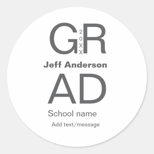 Afstudeerder Typografie Modern afstuderen Simple M Ronde Sticker (Voorkant)