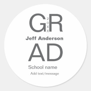 Afstudeerder Typografie Modern afstuderen Simple M Ronde Sticker