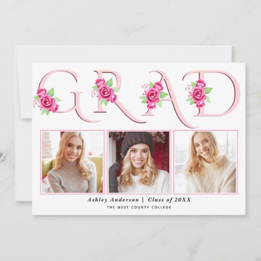 AFSTUDEERDER typografie roze rozen bloemenfoto afs Aankondiging (Voorkant)