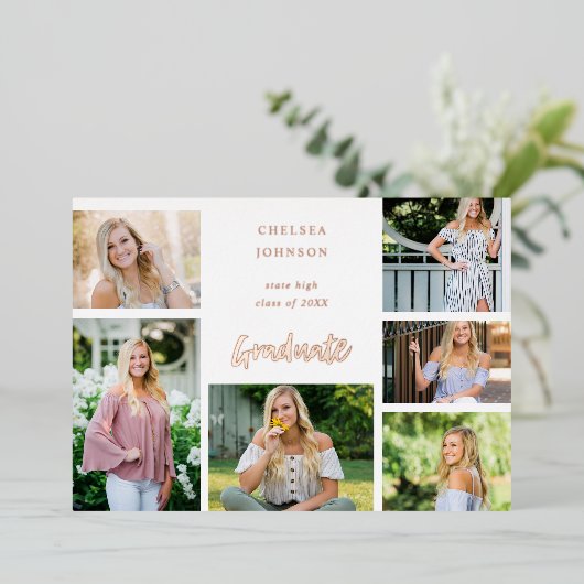 Afstudeerder U Multi 6 Foto Folie Afstuderen Aanko Folie Uitnodiging (Staand Voorkant)