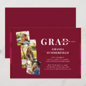 afstudeerder van de Burgundy Graduation Party Foto Kaart (Voorkant / Achterkant)