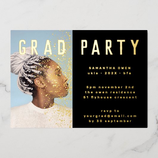 Afstudeerder van geperste goudlegant voor chemisch folie uitnodiging (Voorkant)