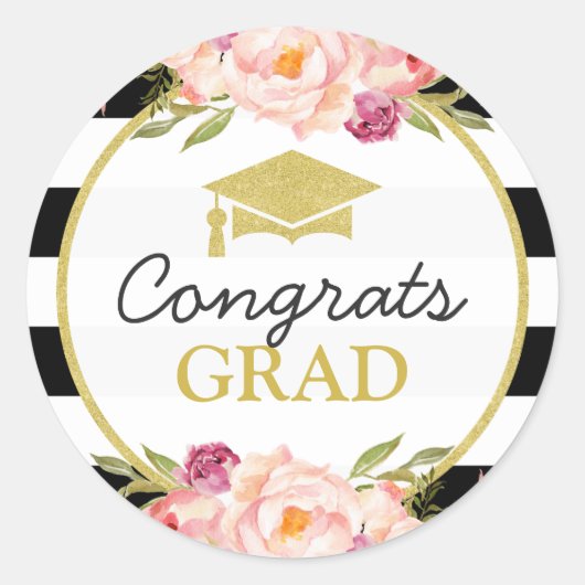 Afstudeerder van graten | Afstuderen van Floral St Ronde Sticker (Voorkant)