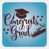Afstudeerder van graten vierkante sticker (Voorkant)