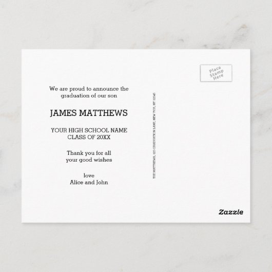 AFSTUDEERDER VAN HET KRIJTBORD | AFSTUDEREN DANK U BRIEFKAART (Achterkant)