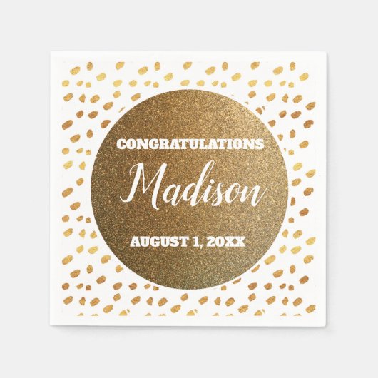 Afstudeerder van White and Gold Confetti College T Servet (Voorkant)