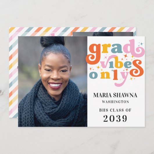 Afstudeerder vibes alleen afstudeerfeest klasse va kaart (Voorkant / Achterkant)