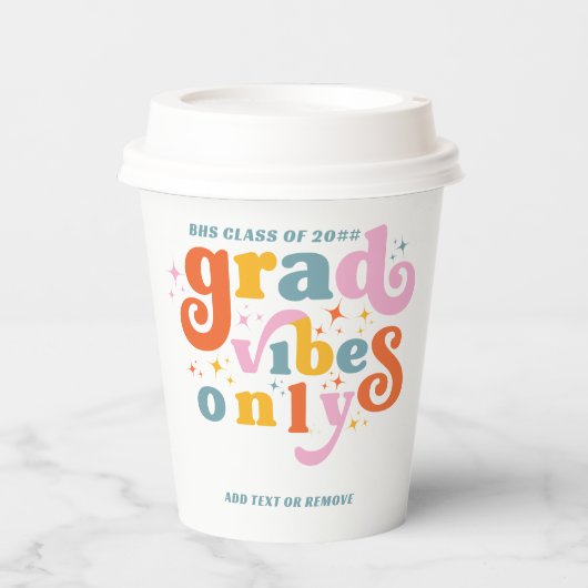 Afstudeerder vibes alleen afstudeerfeest klasse va papieren bekers (Voorkant)
