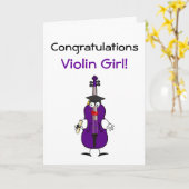 Afstudeerder Viool Meisje Kaart (Paarse) (Gele Bloem)
