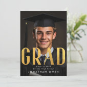 Afstudeerder voor hedendaags blauw Geel Goud Goud Aankondiging (Staand voorkant)