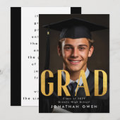 Afstudeerder voor hedendaags blauw Geel Goud Goud Aankondiging (Voorkant / Achterkant)