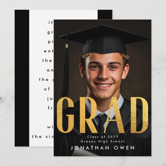 Afstudeerder voor hedendaags blauw Geel Goud Goud Aankondiging (Voorkant / Achterkant)