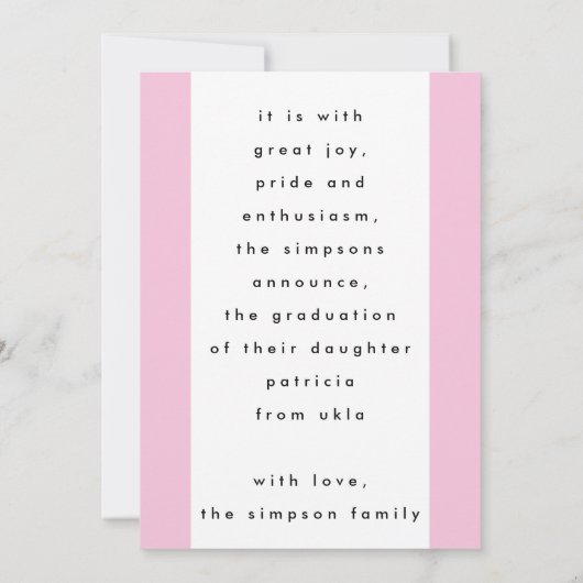 Afstudeerder voor hedendaags blauw roze goudolie F Aankondiging (Achterkant)