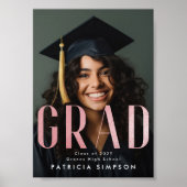 Afstudeerder voor hedendaags blauw roze goudolie F Poster (Voorkant)