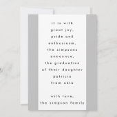 Afstudeerder voor hedendaagse verkorte zilver Foli Aankondiging (Achterkant)