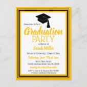 Afstudeerder voor zwarte en goudkleuren uitnodiging briefkaart (Voorkant)