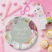 Afstudeerder Waterverf Floral Elegant modern Afstu Papieren Bordje (Feest)