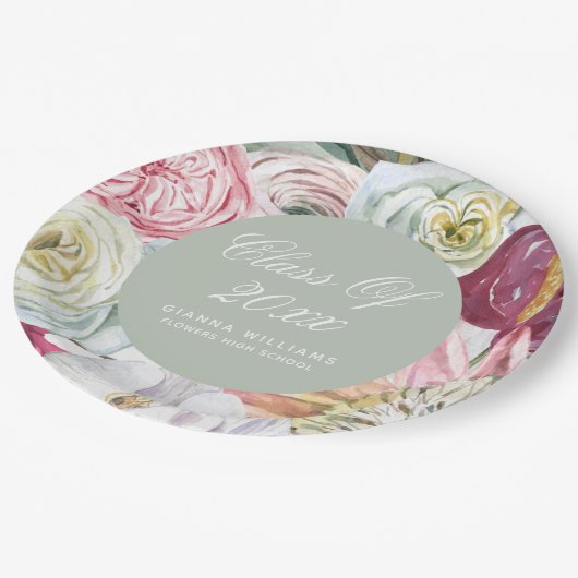 Afstudeerder Waterverf Floral Elegant modern Afstu Papieren Bordje (Gekanteld)