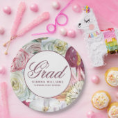 Afstudeerder Waterverf Floral Elegant modern Afstu Papieren Bordje (Feest)