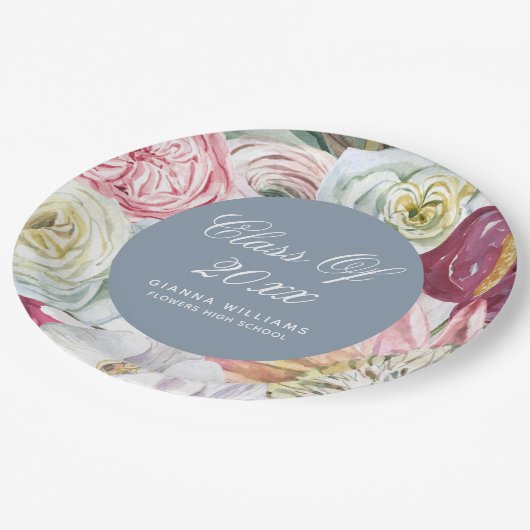 Afstudeerder Waterverf Floral Elegant modern Afstu Papieren Bordje (Gekanteld)