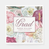 Afstudeerder Waterverf Floral Elegant modern Afstu Servet (Voorkant)