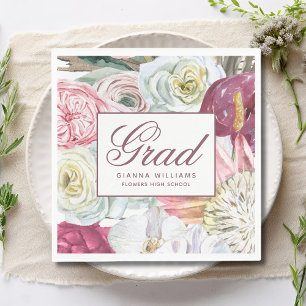 Afstudeerder Waterverf Floral Elegant modern Afstu Servet