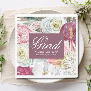 Afstudeerder Waterverf Floral Elegant modern Afstu Servet