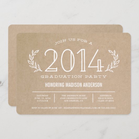 Afstudeerder Wreath | Uitnodiging tot Afstuderen (Voorkant / Achterkant)