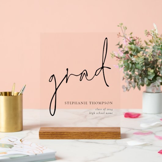 Afstudeerder Zwart Script Afstuderen Gift Keepsake Acryl Bord (Huwelijk)