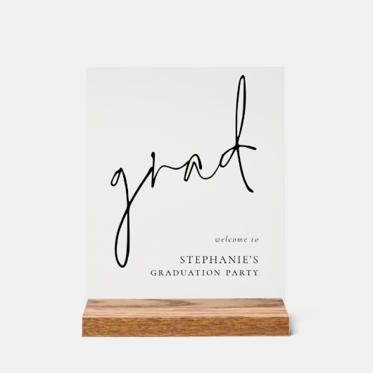 Afstudeerder zwart script welkom bij afstudeerfees acryl bord (Voorkant)