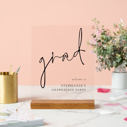 Afstudeerder zwart script welkom bij afstudeerfees acryl bord (Huwelijk)