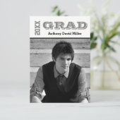 Afstudeerder Zwart/Wit - 3x5 Afstuderen Aankondigi Kaart (Staand voorkant)