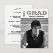 Afstudeerder Zwart/Wit - 3x5 Afstuderen Aankondigi Kaart (Voorkant / Achterkant)