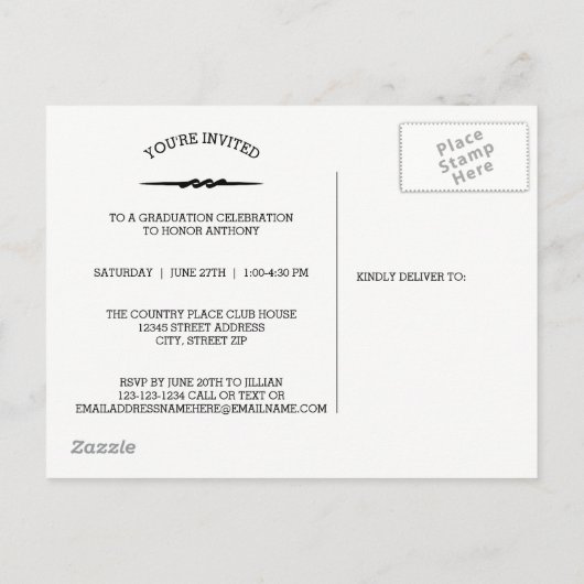 Afstudeerder zwart/wit — Afstuderen Briefkaart bek (Achterkant)