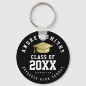 Afstudeerder zwarte Sleutelhangers met naam en kla (Voorkant)
