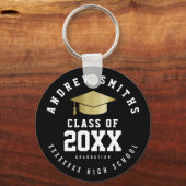 Afstudeerder zwarte Sleutelhangers met naam en kla (Voorkant)