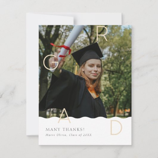 AFSTUDEERDERS letters in folie met golvende rand Bedankkaart (Voorkant)