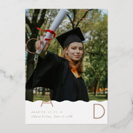 AFSTUDEERDERS letters in folie met golvende rand Uitnodiging