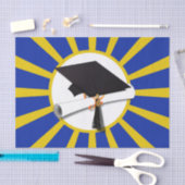 Afstudeerders Pet met blauw en goud Tissuepapier (Craft)